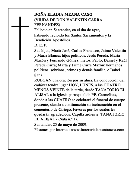 DOÑA ELADIA MEANA CASO