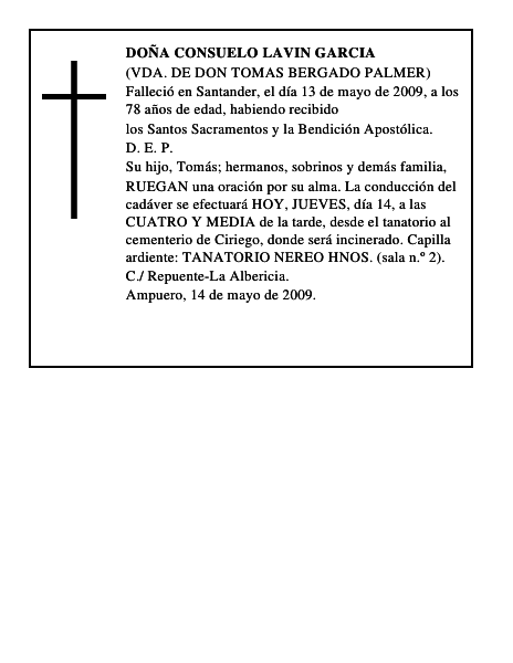 DOÑA CONSUELO LAVIN GARCIA