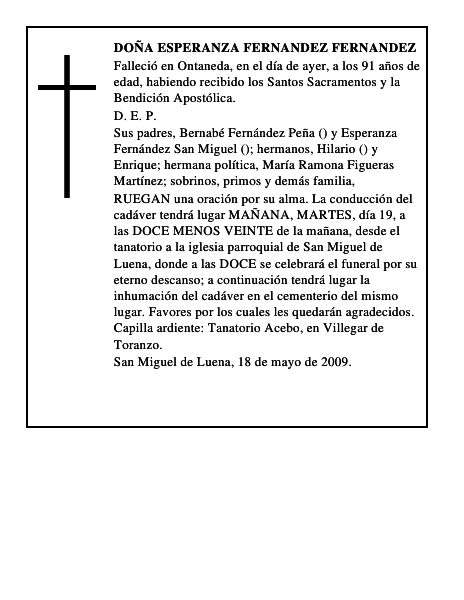 DOÑA ESPERANZA FERNANDEZ FERNANDEZ