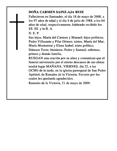 DOÑA CARMEN SAINZ-AJA RUIZ