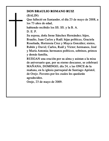 DON BRAULIO ROMANO RUIZ