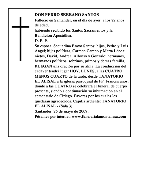 DON PEDRO SERRANO SANTOS