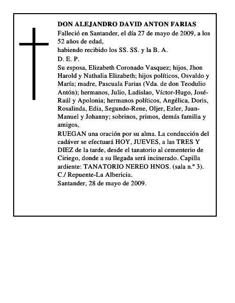 DON ALEJANDRO DAVID ANTON FARIAS