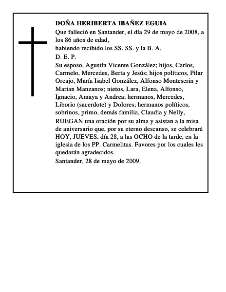 DOÑA HERIBERTA IBAÑEZ EGUIA