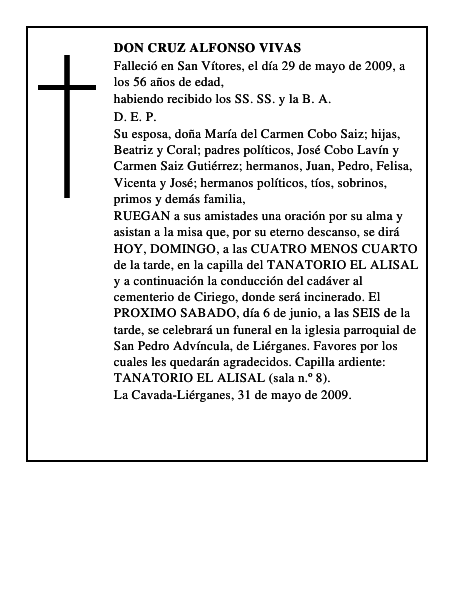 DON CRUZ ALFONSO VIVAS