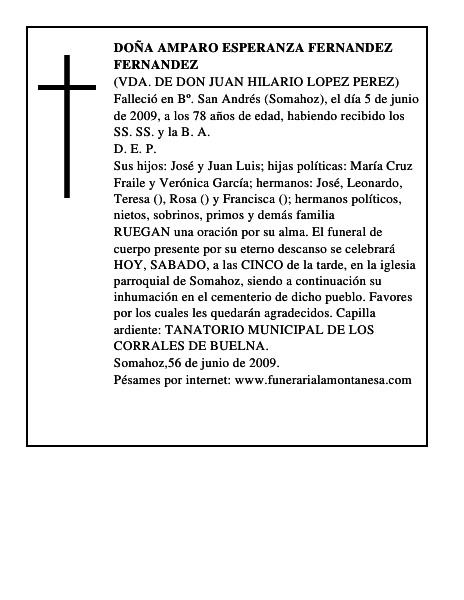 DOÑA AMPARO ESPERANZA FERNANDEZ FERNANDEZ