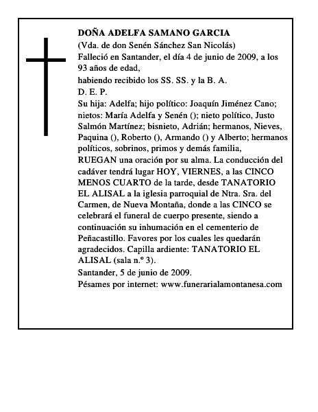 DOÑA ADELFA SAMANO GARCIA