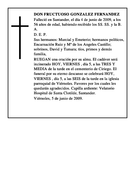 DON FRUCTUOSO GONZALEZ FERNANDEZ