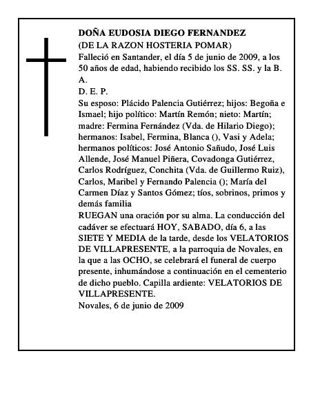 DOÑA EUDOSIA DIEGO FERNANDEZ