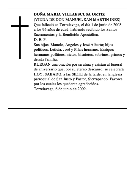 DOÑA MARIA VILLAESCUSA ORTIZ