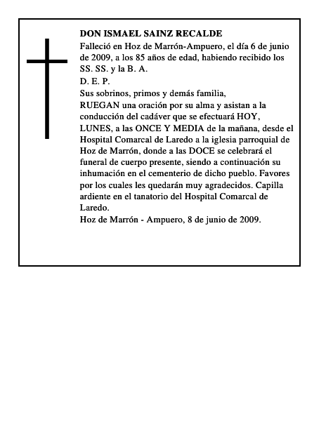 DON ISMAEL SAINZ RECALDE