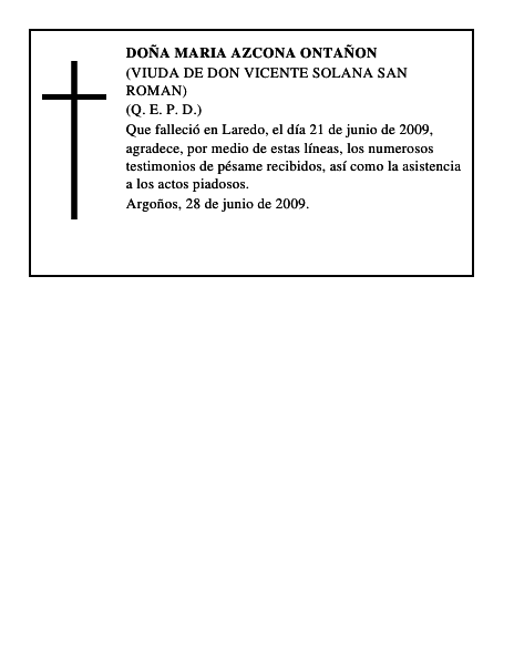 DOÑA MARIA AZCONA ONTAÑON