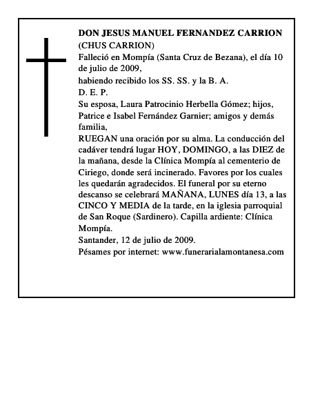 DON JESUS MANUEL FERNANDEZ CARRION