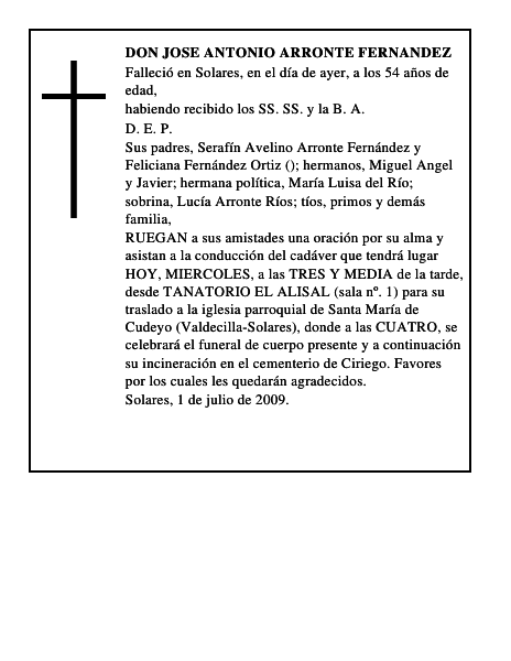 DON JOSE ANTONIO ARRONTE FERNANDEZ