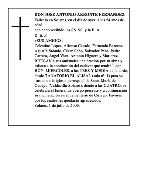 DON JOSE ANTONIO ARRONTE FERNANDEZ