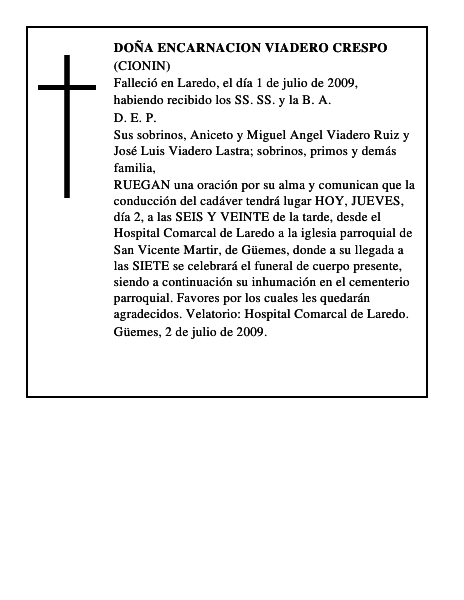 DOÑA ENCARNACION VIADERO CRESPO