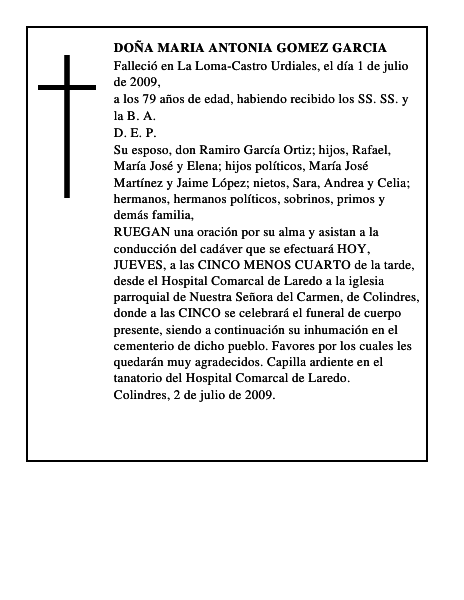 DOÑA MARIA ANTONIA GOMEZ GARCIA