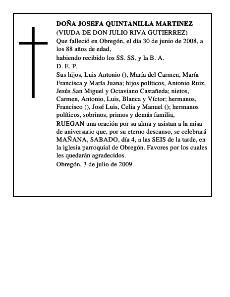 DOÑA JOSEFA QUINTANILLA MARTINEZ