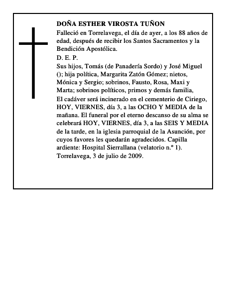 DOÑA ESTHER VIROSTA TUÑON