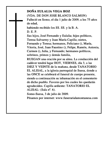 DOÑA EULALIA VEGA HOZ