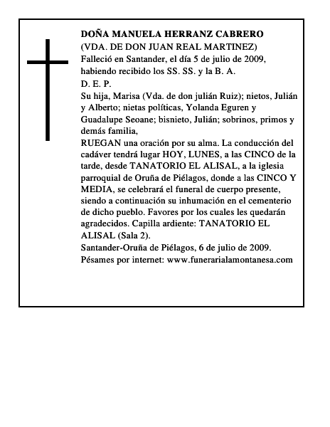 DOÑA MANUELA HERRANZ CABRERO