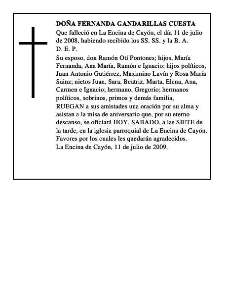 DOÑA FERNANDA GANDARILLAS CUESTA