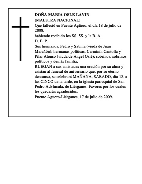 DOÑA MARIA OSLE LAVIN