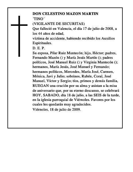 DON CELESTINO MAZON MARTIN