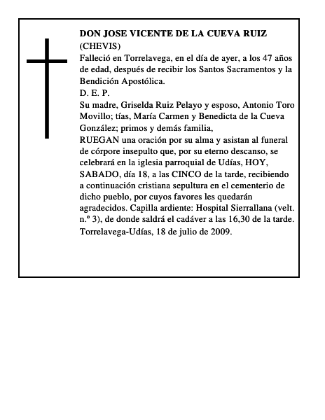 DON JOSE VICENTE DE LA CUEVA RUIZ