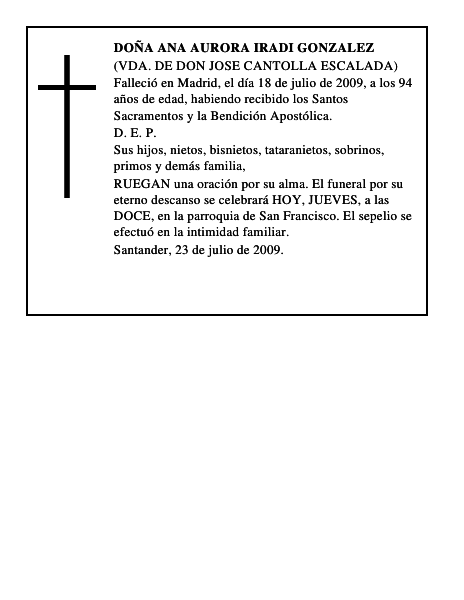 DOÑA ANA AURORA IRADI GONZALEZ