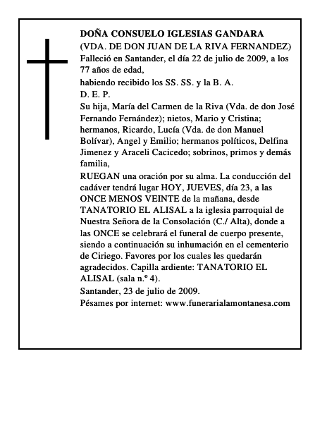 DOÑA CONSUELO IGLESIAS GANDARA