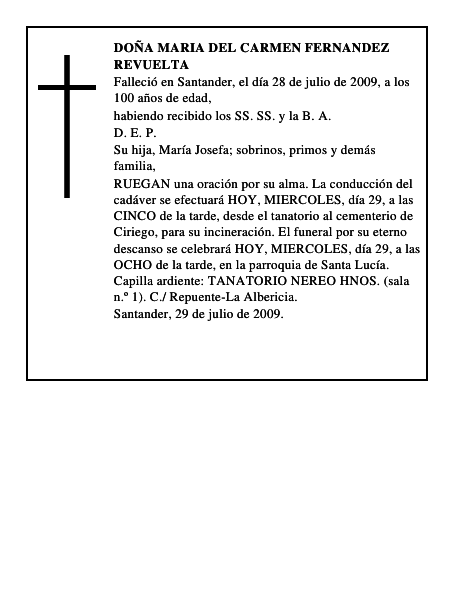 DOÑA MARIA DEL CARMEN FERNANDEZ REVUELTA