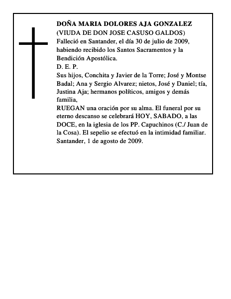 DOÑA MARIA DOLORES AJA GONZALEZ