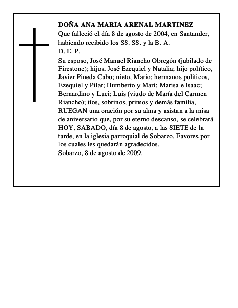 DOÑA ANA MARIA ARENAL MARTINEZ