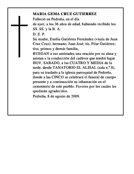 MARIA GEMA CRUZ GUTIERREZ