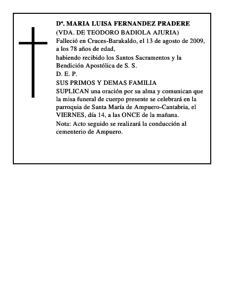 Dª. MARIA LUISA FERNANDEZ PRADERE