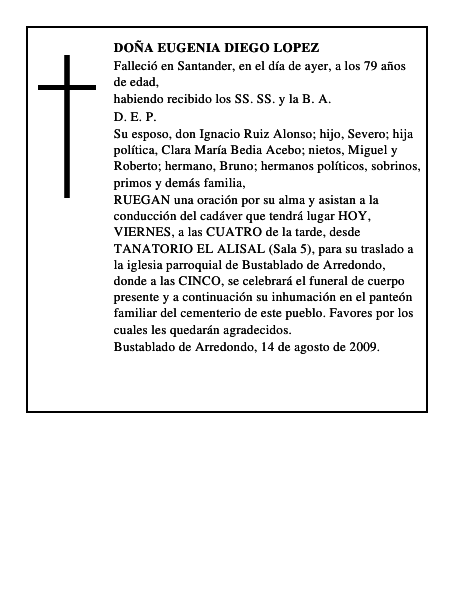 DOÑA EUGENIA DIEGO LOPEZ