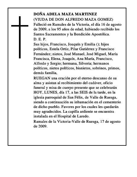 DOÑA ADELA MAZA MARTINEZ