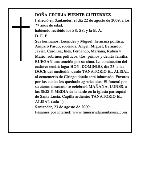 DOÑA CECILIA PUENTE GUTIERREZ