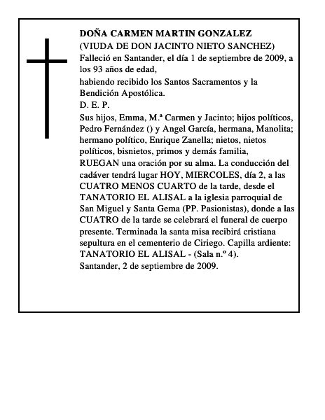 DOÑA CARMEN MARTIN GONZALEZ