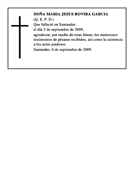 DOÑA MARIA JESUS ROVIRA GARCIA