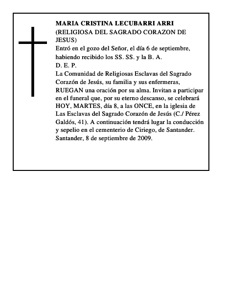 MARIA CRISTINA LECUBARRI ARRI