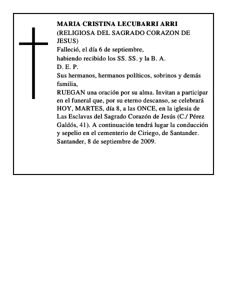 MARIA CRISTINA LECUBARRI ARRI