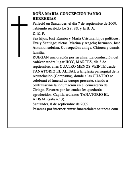 DOÑA MARIA CONCEPCION PANDO HERRERIAS