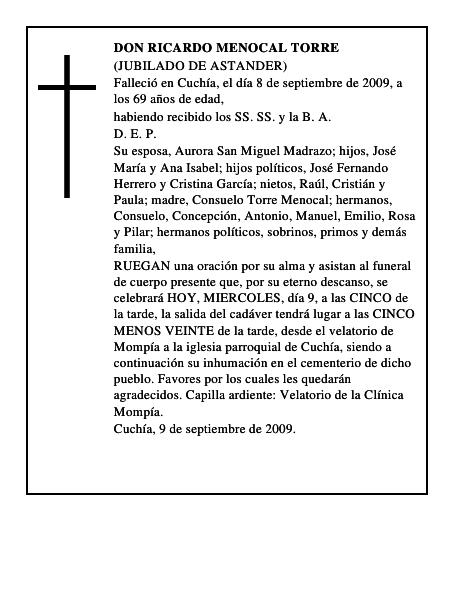 DON RICARDO MENOCAL TORRE