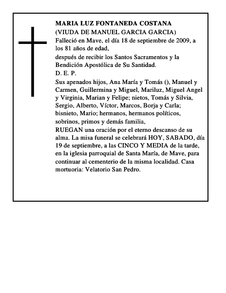 MARIA LUZ FONTANEDA COSTANA