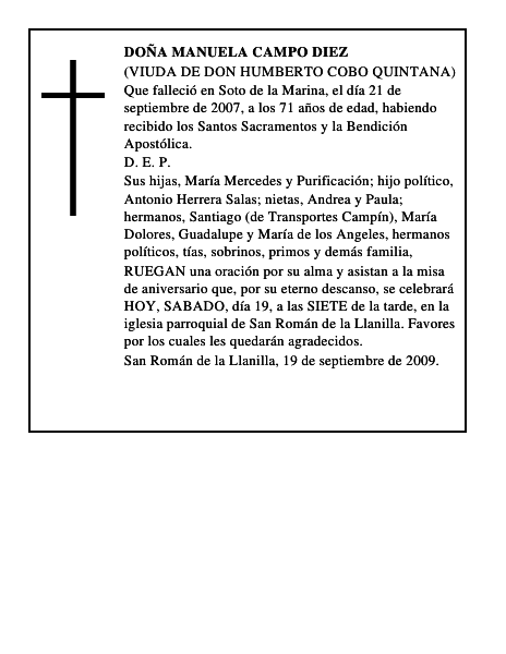 DOÑA MANUELA CAMPO DIEZ