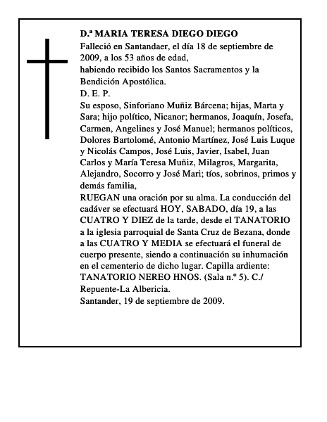 D.ª MARIA TERESA DIEGO DIEGO