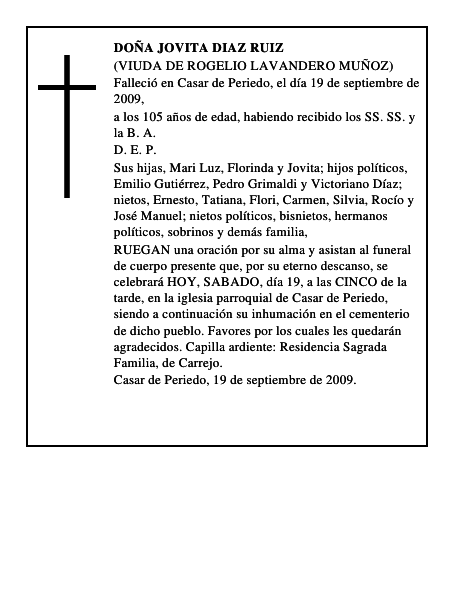 DOÑA JOVITA DIAZ RUIZ