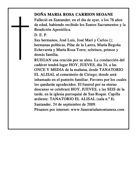 DOÑA MARIA ROSA CARRION SEOANE